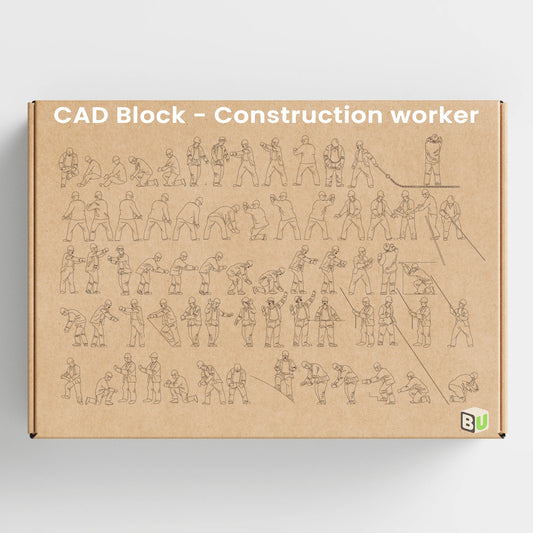 Overview of 64 Construction Worker CAD Figures for Architecture Design