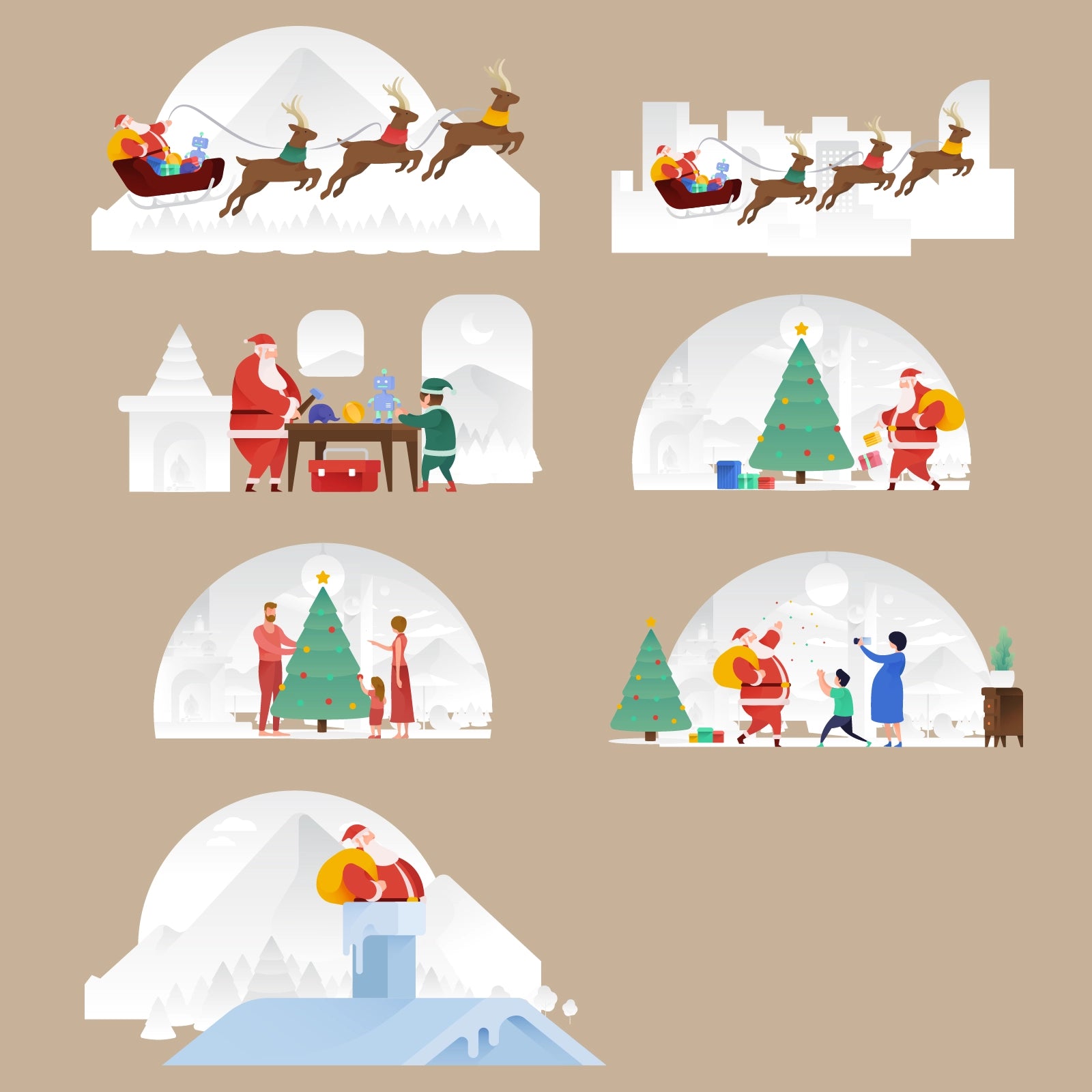 Mockup presentation of isometric vector people scenes used in web banners, UI kits and marketing visuals