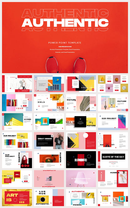 Project overview slide with minimalist text and vibrant image accents