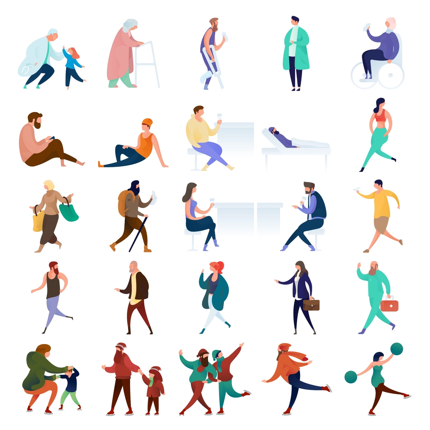 Close-up details of Curvy People Vector characters with smooth gradients and consistent outlines