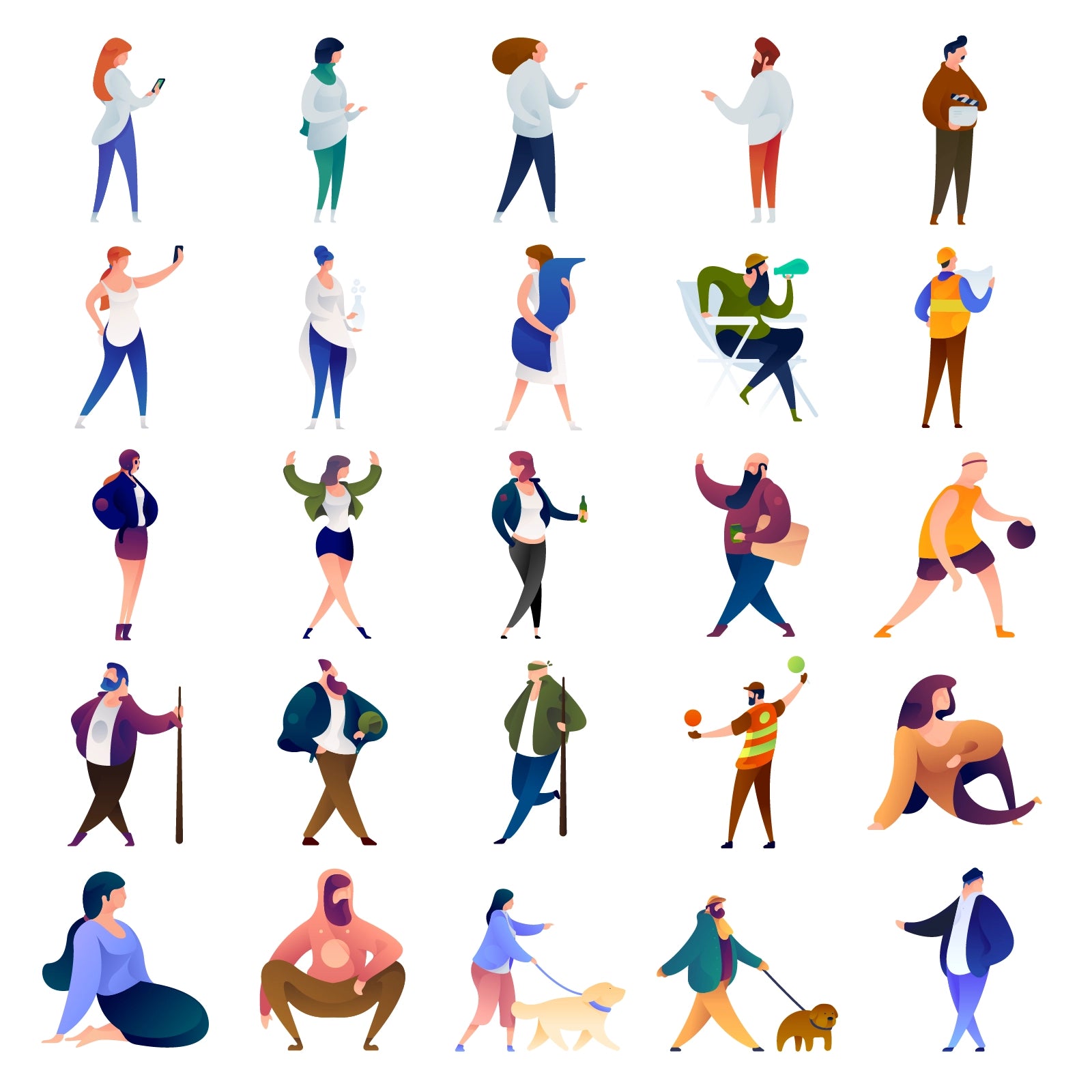 Mockup of Curvy People Vector set applied in presentation and website layout for creative use
