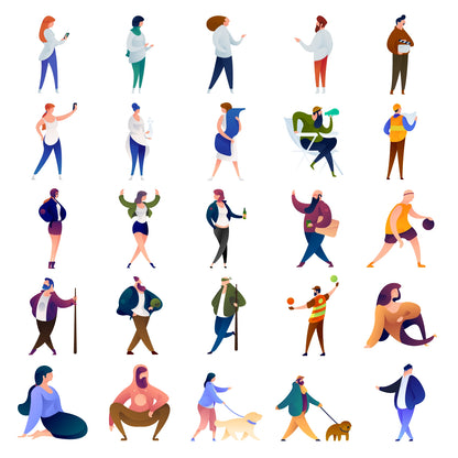 Mockup of Curvy People Vector set applied in presentation and website layout for creative use