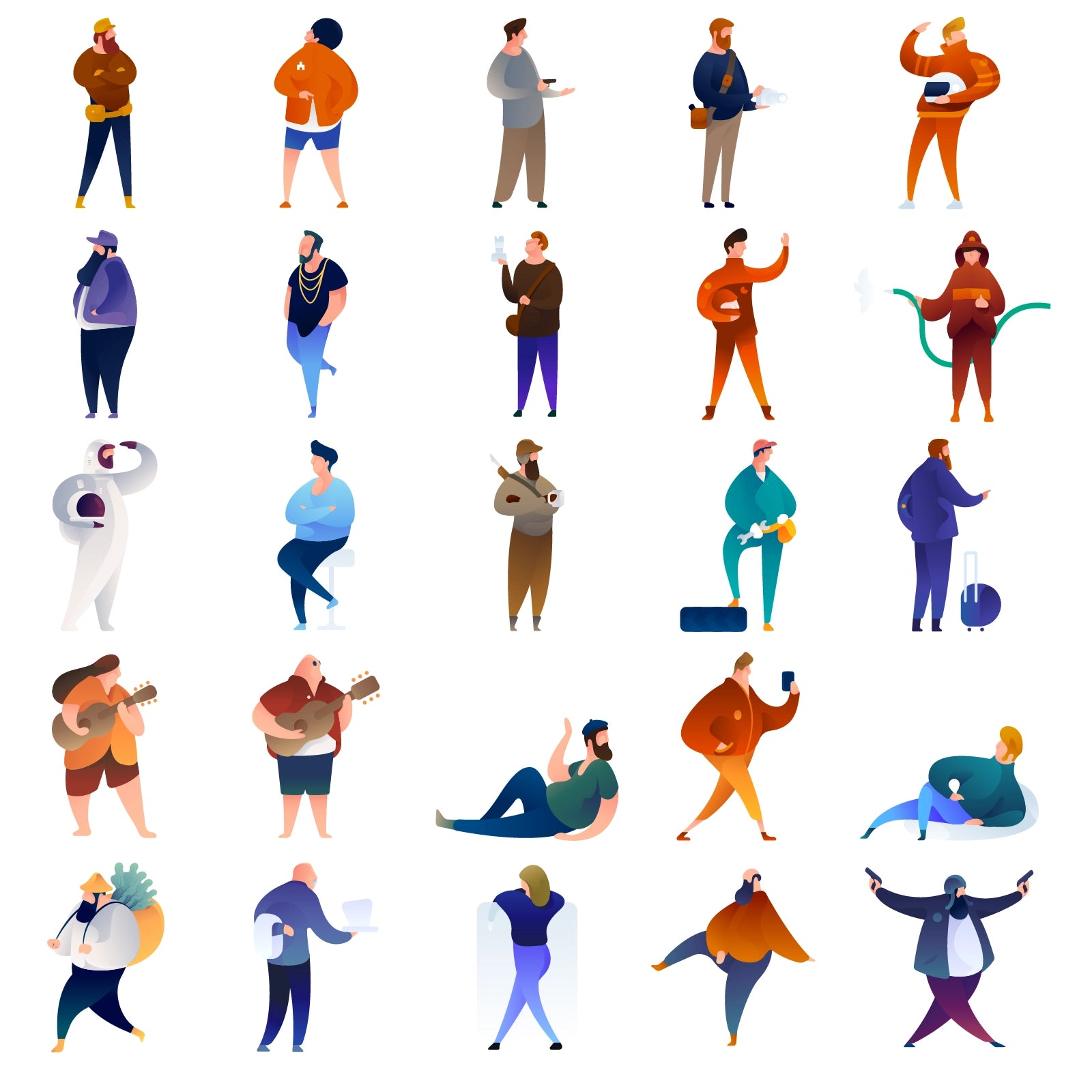 Outline view of Curvy People Vector Pack showing clean scalable stroke-based illustrations