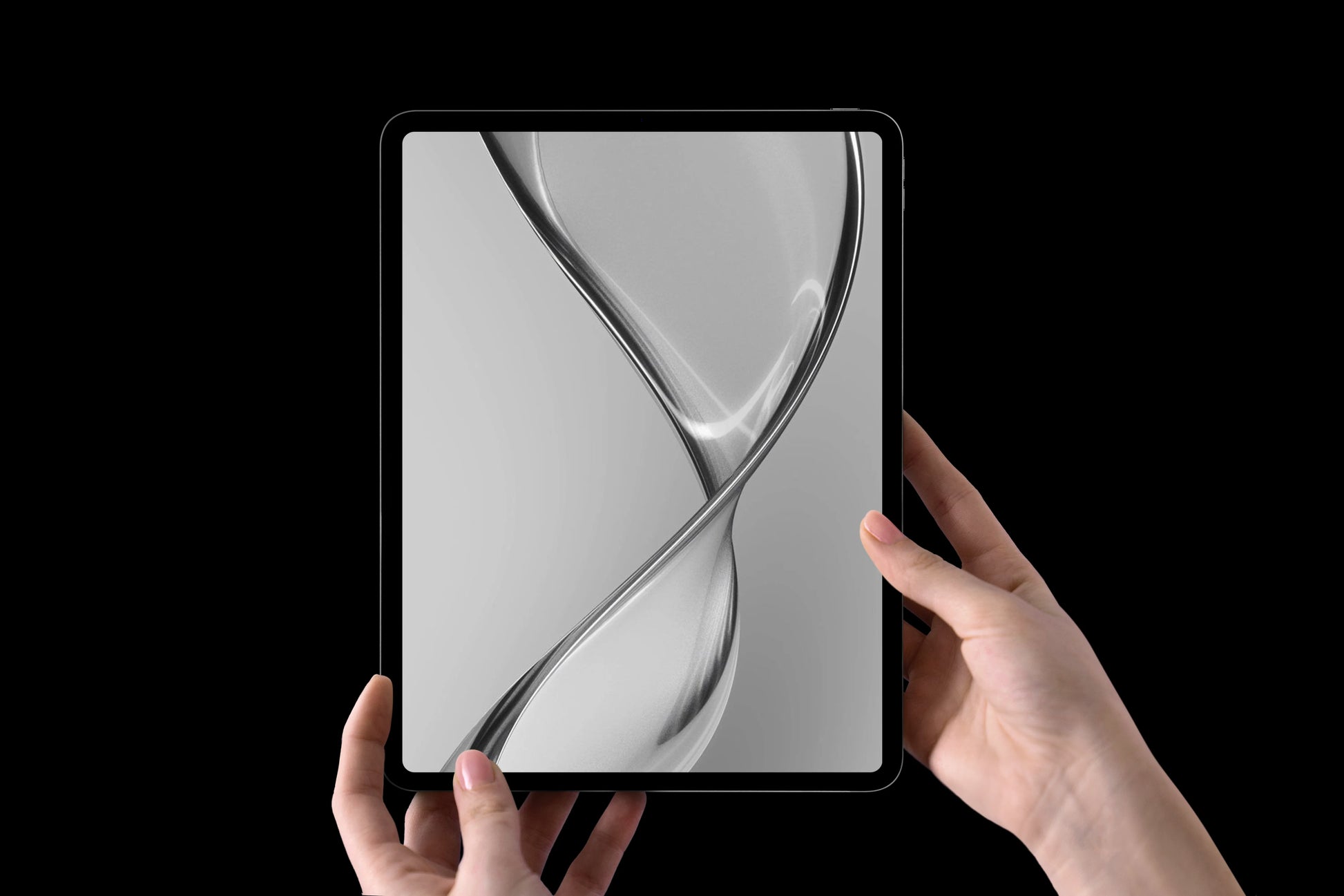 Device PSD mockup with abstract fluid glass visuals