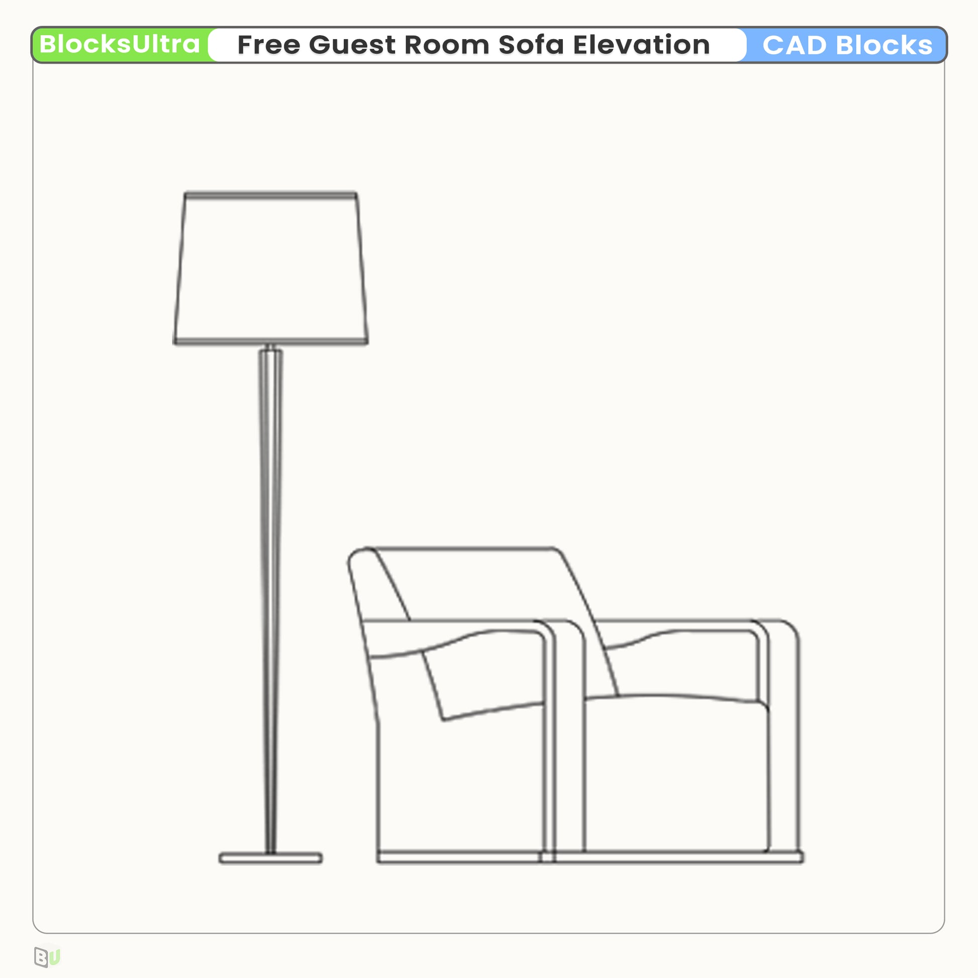 Sofa elevation CAD side views for hospitality and residential interior layouts