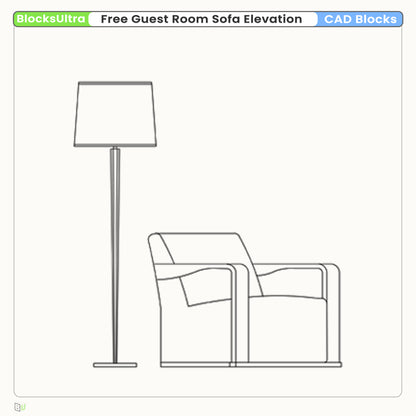Sofa elevation CAD side views for hospitality and residential interior layouts