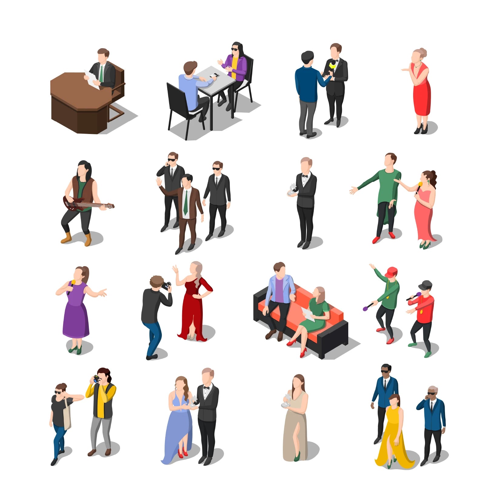Mockup example showing the isometric people vector illustrations used in UI and infographic layouts.