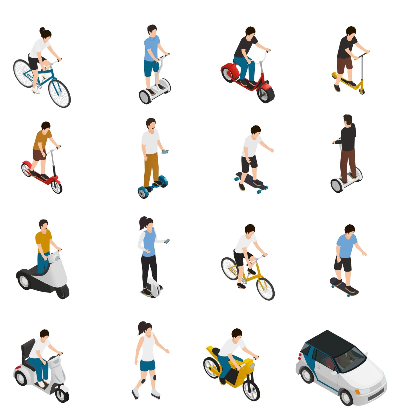 Alternative scene featuring outdoor leisure activities and family moments in isometric style.