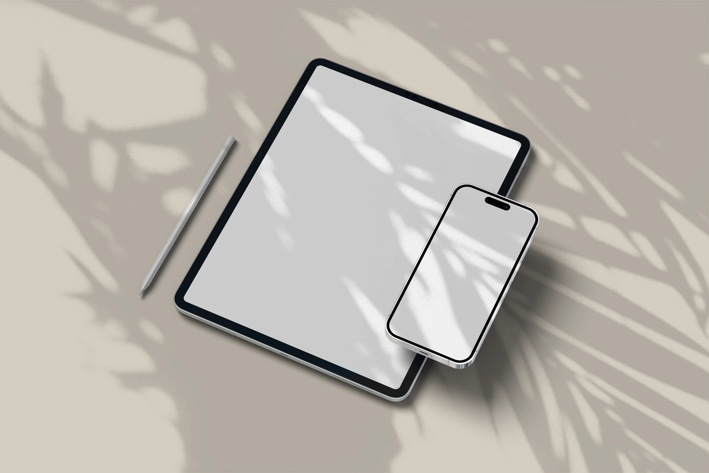 Minimal iPad and iPhone PSD mockup with clean front view