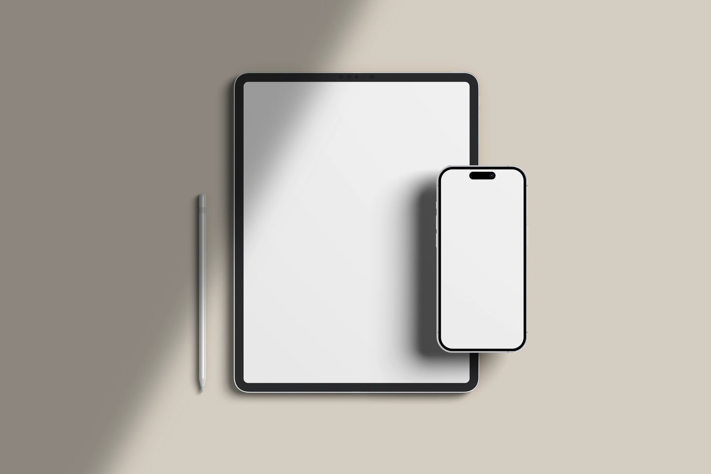 iPad and iPhone device mockup on neutral background