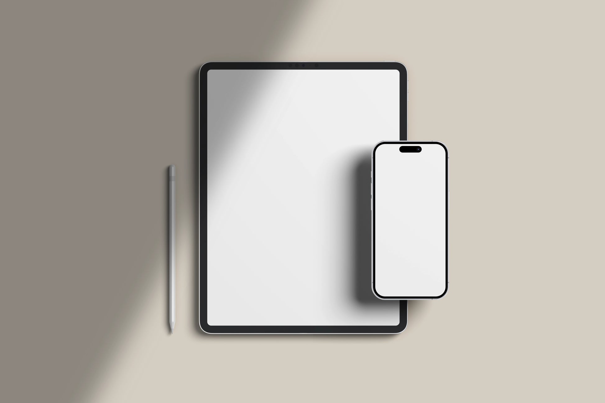 iPad and iPhone device mockup on neutral background