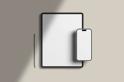 iPad and iPhone device mockup on neutral background