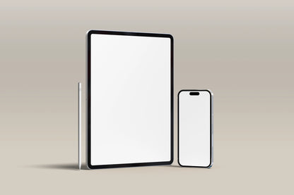 iPad and iPhone mockup with stylus side placement