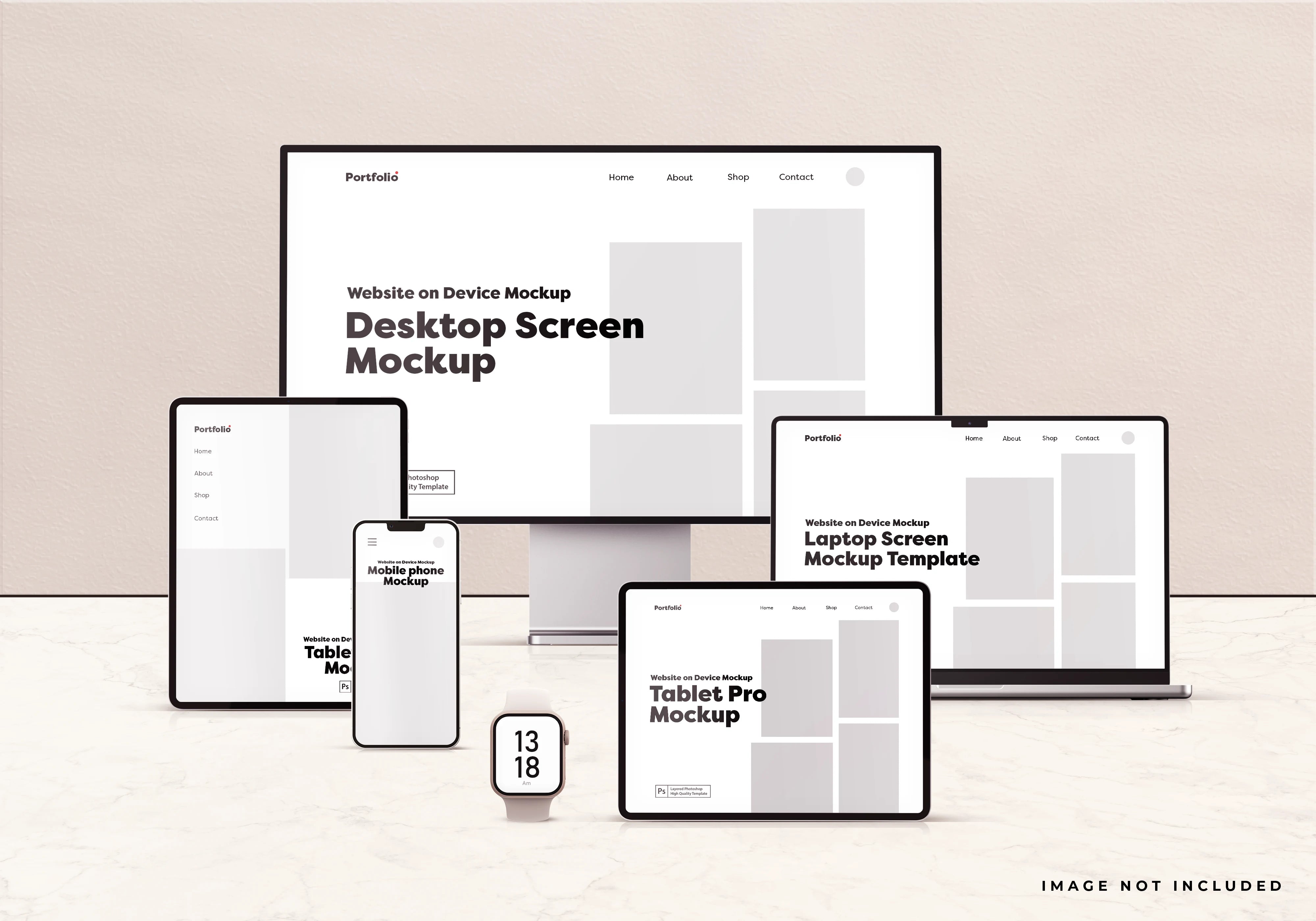 Multi-Device Website PSD Mockups – Desktop, Laptop & Mobile – Blocks Ultra