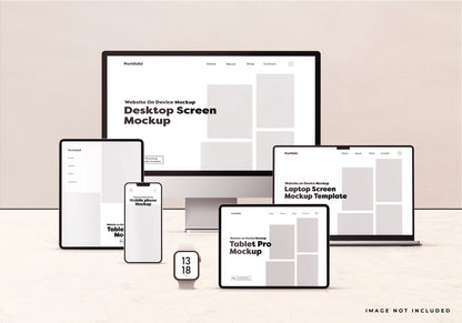 Responsive website mockup set showing desktop and laptop screens