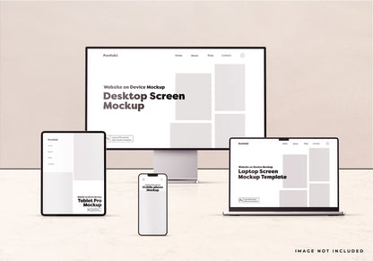 Clean multi-device PSD mockup for web and UI presentation