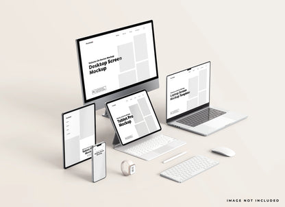 Tablet website PSD mockup with realistic screen proportions