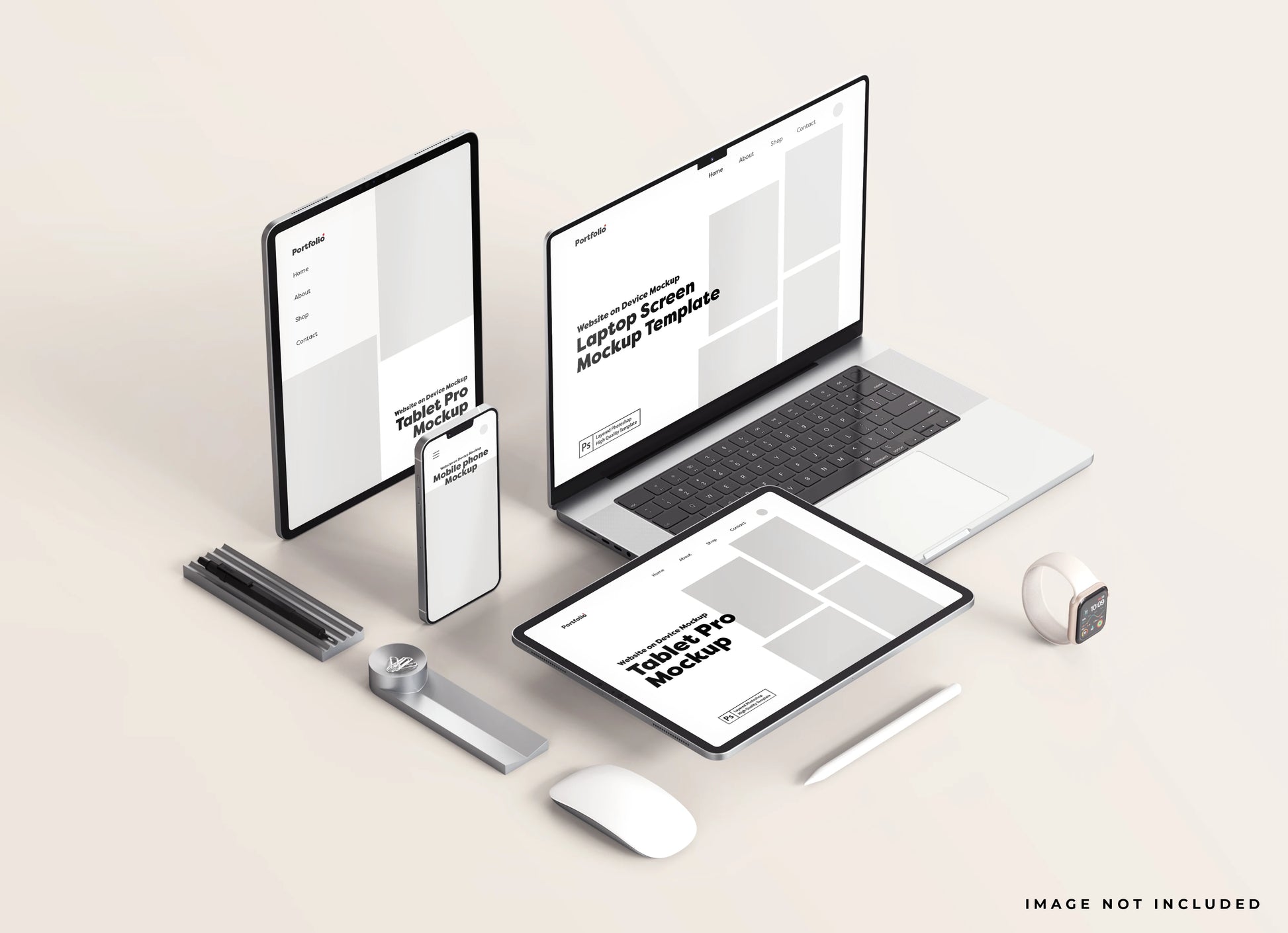 Minimal device mockup scene for responsive website design