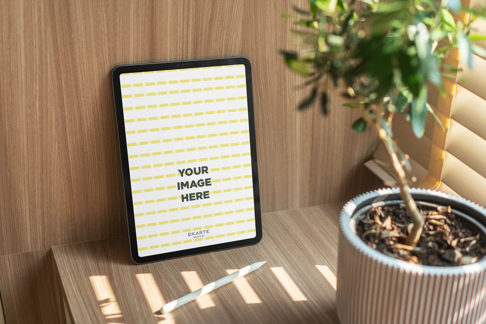 Clean interior MacBook screen mockup with soft daylight