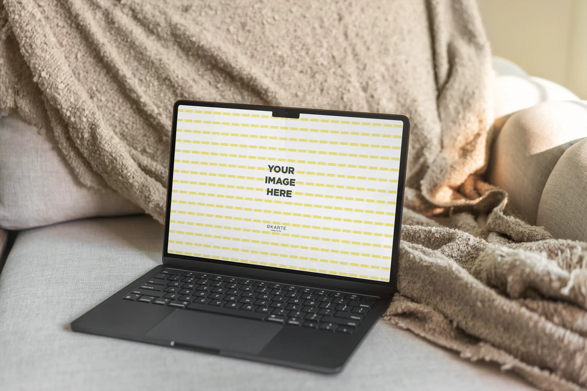 Minimal Apple device mockup in bright interior setting