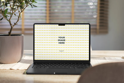 Nordic living room MacBook mockup for UI presentation
