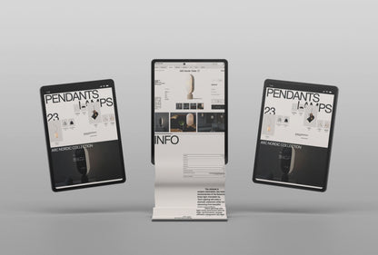 Scroll tablet UI mockup with extended long screen app interface