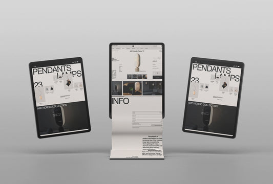 Scroll tablet UI mockup with extended long screen app interface