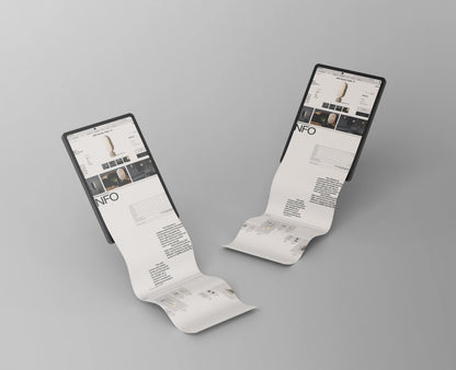 iPad long screen UI mockup for mobile app presentation