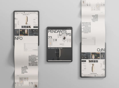 Tablet UI mockup showing continuous scroll web layout