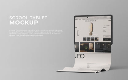 Minimal tablet mockup with flowing app screen design
