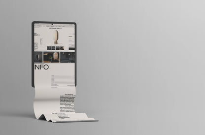 Scrollable tablet screen mockup with clean background