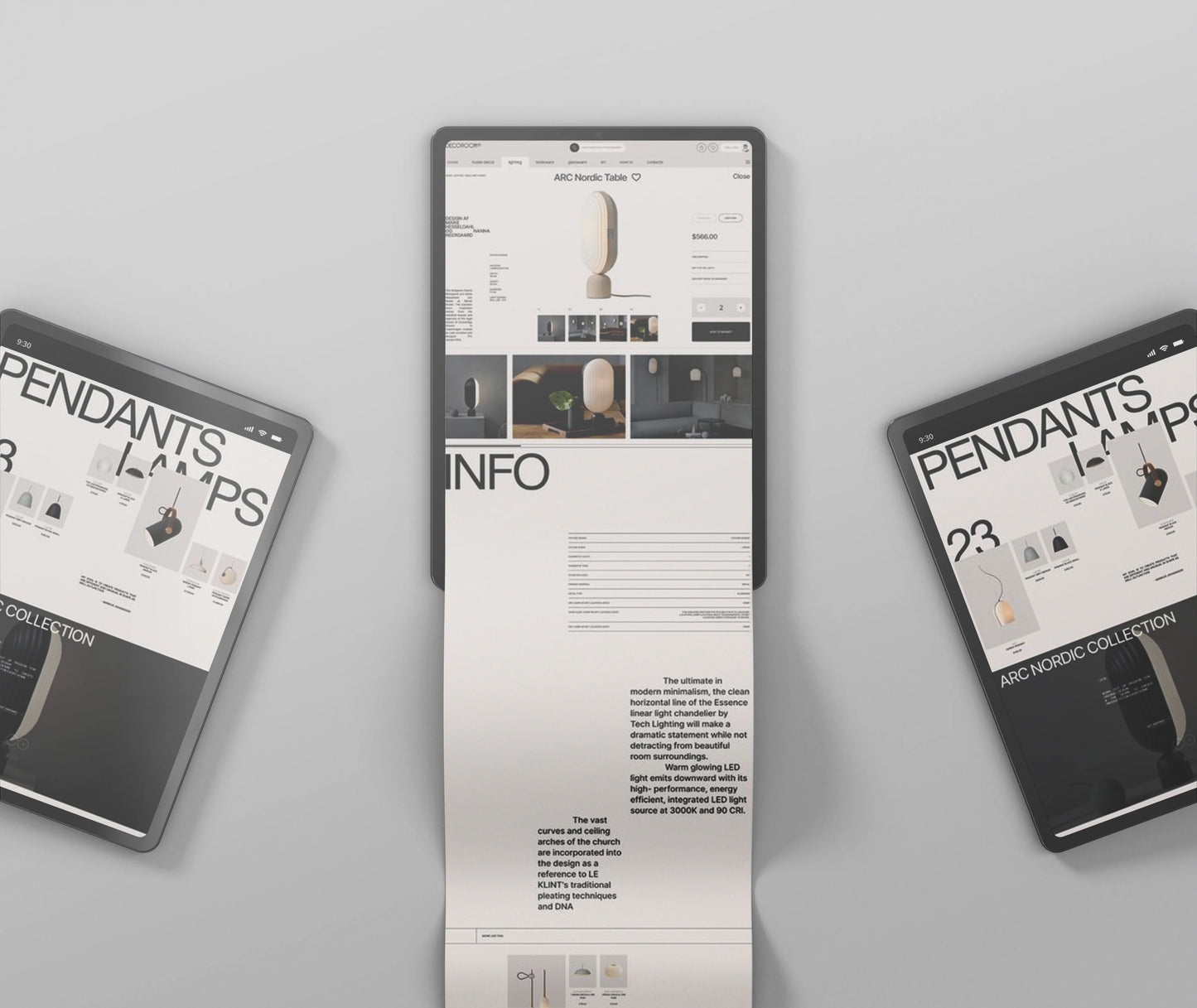 UI design mockup featuring continuous tablet screen flow