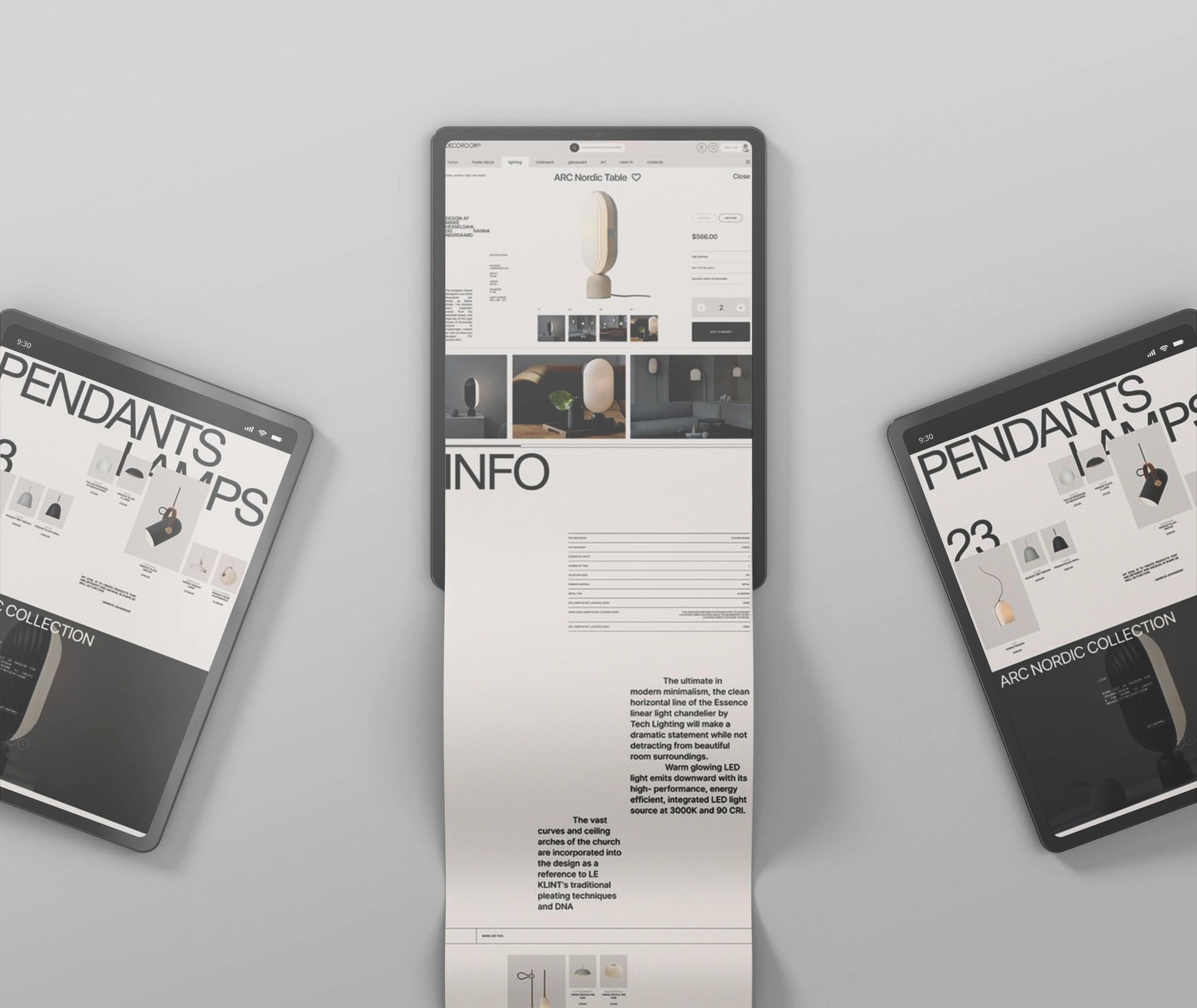 UI design mockup featuring continuous tablet screen flow