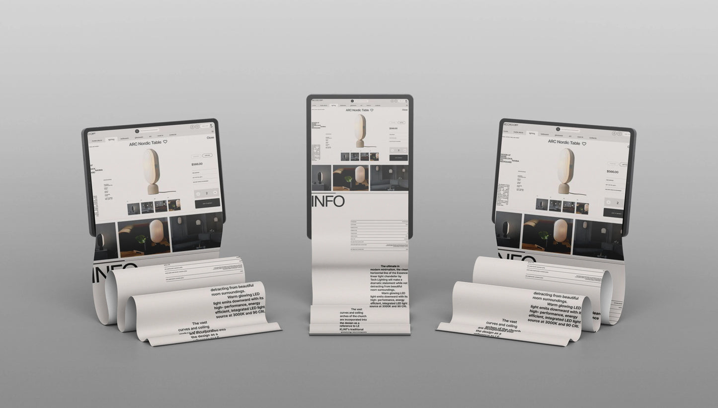 iPad UI mockup presenting extended scrolling app content