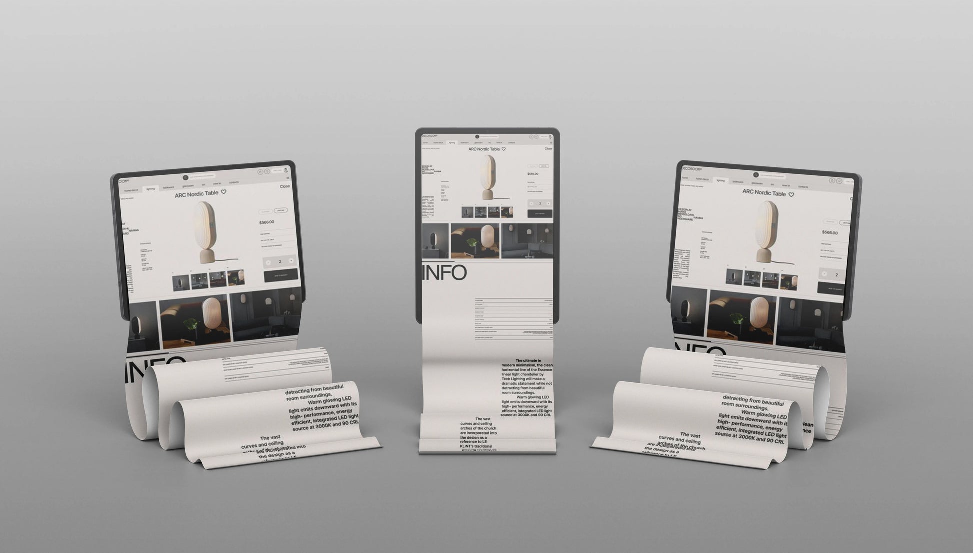 iPad UI mockup presenting extended scrolling app content