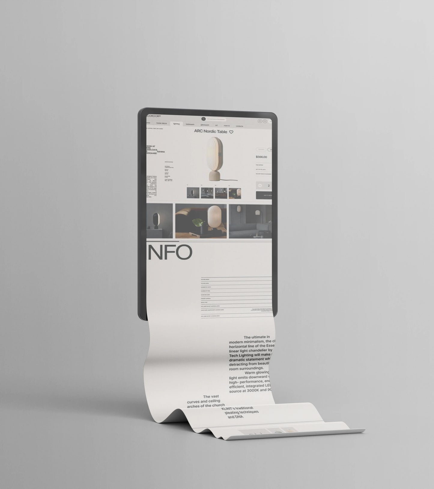 Tablet mockup displaying continuous UI flow for web design