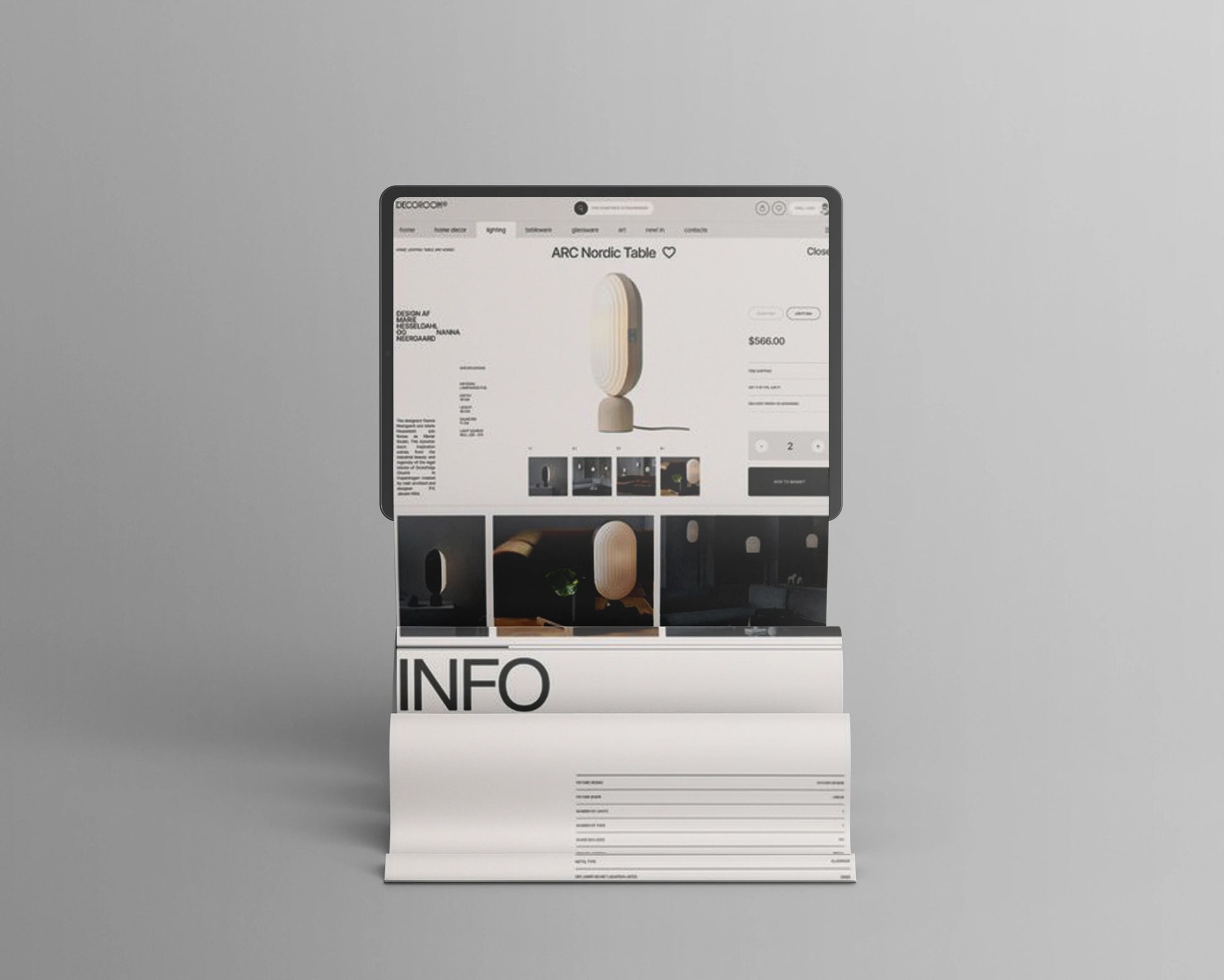 Long screen tablet UI mockup for modern interface presentation
