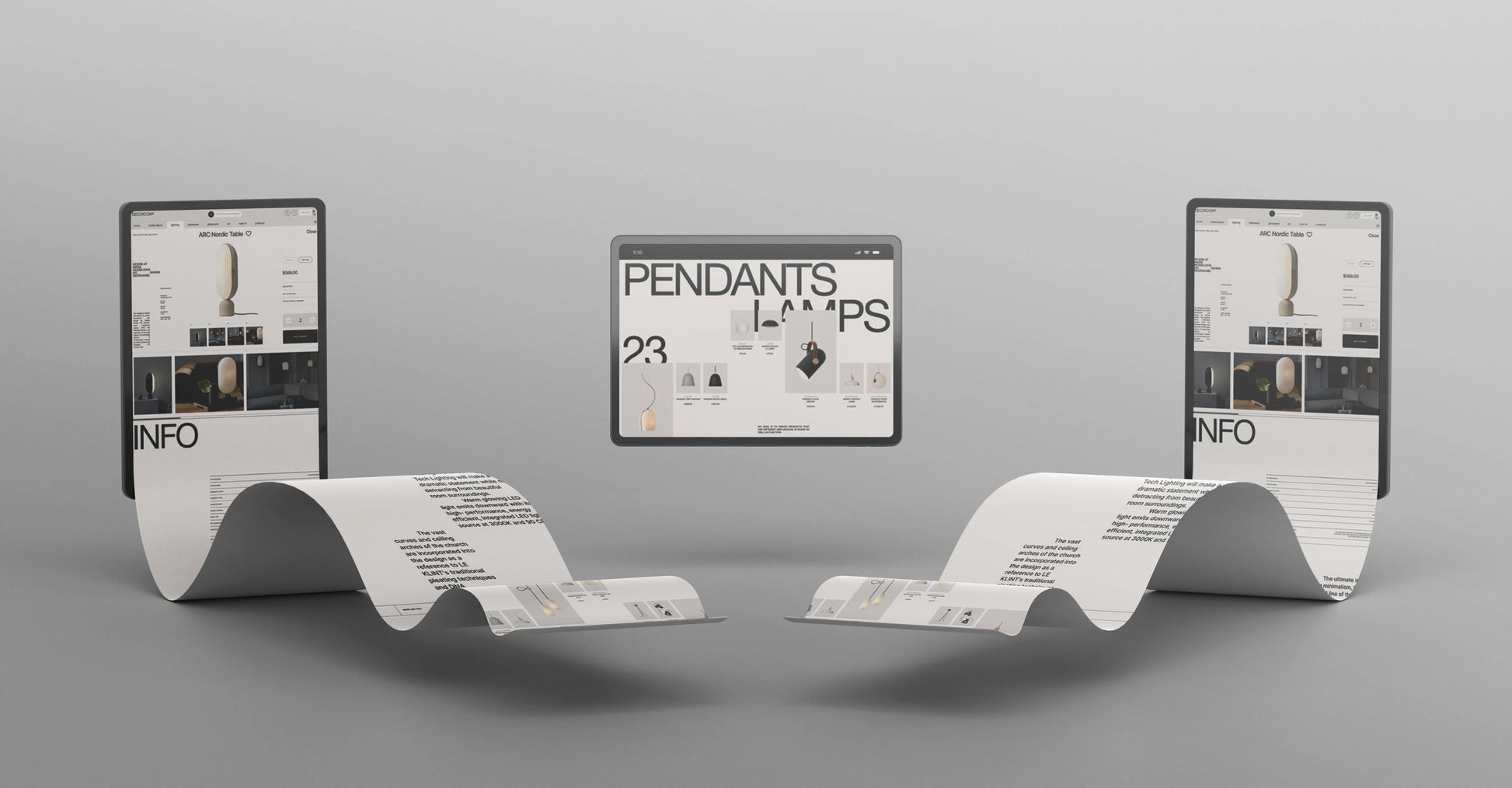 Tablet UI mockup illustrating seamless scrolling web interface