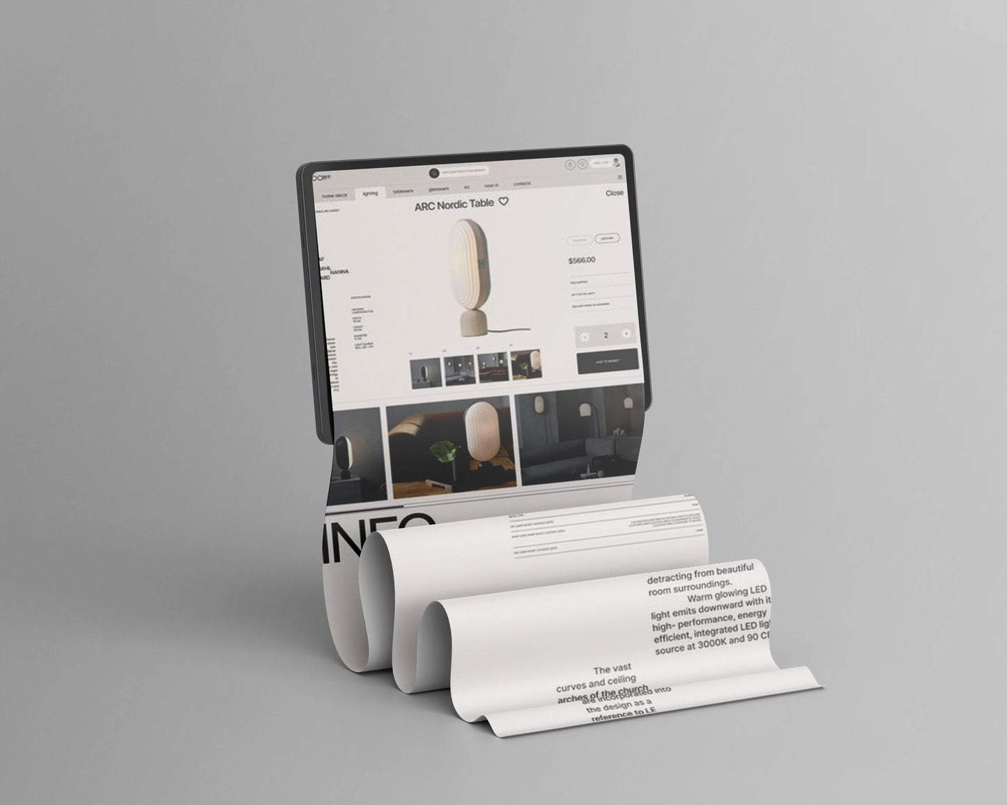 Professional scroll tablet UI mockup for interface showcase