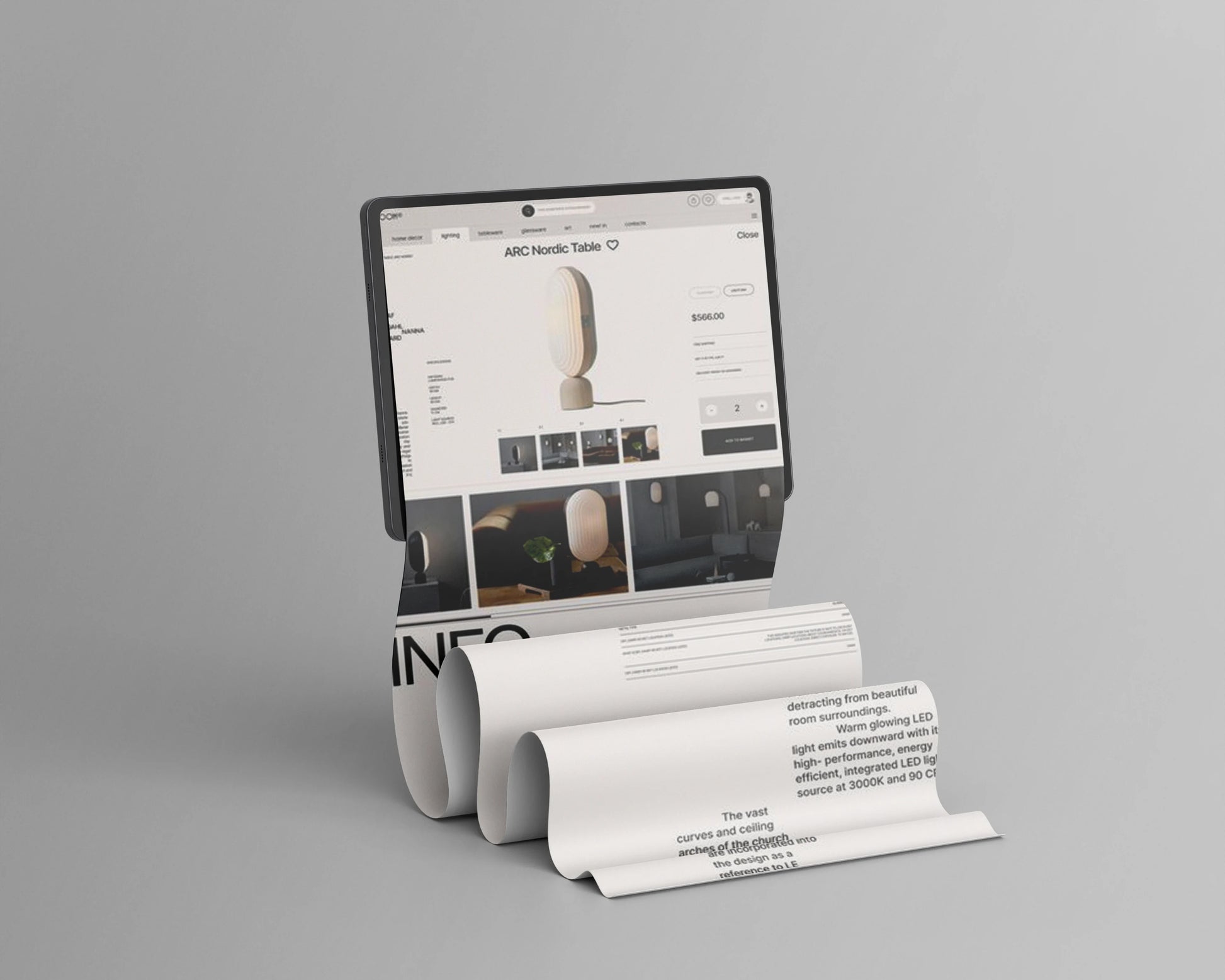 Professional scroll tablet UI mockup for interface showcase