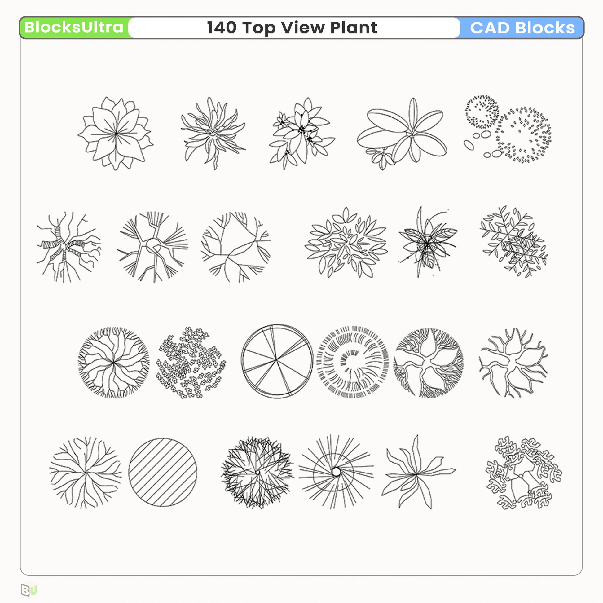 indoor plants top view cad block 140 Top View Plant CAD Blocks – Trees, Shrubs, Grass & Planters