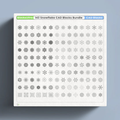 Grid preview of snowflake CAD dynamic blocks in multiple styles