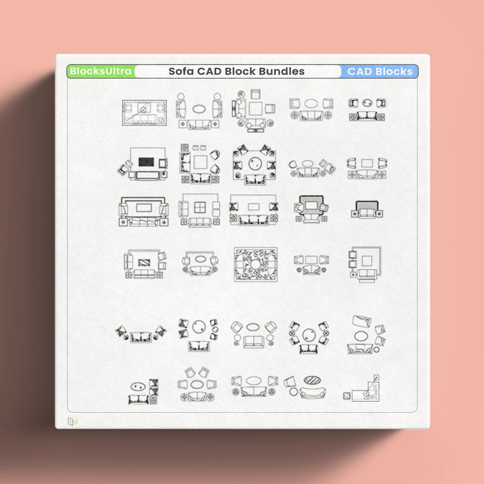 Single sofa CAD block layouts for residential and commercial plans