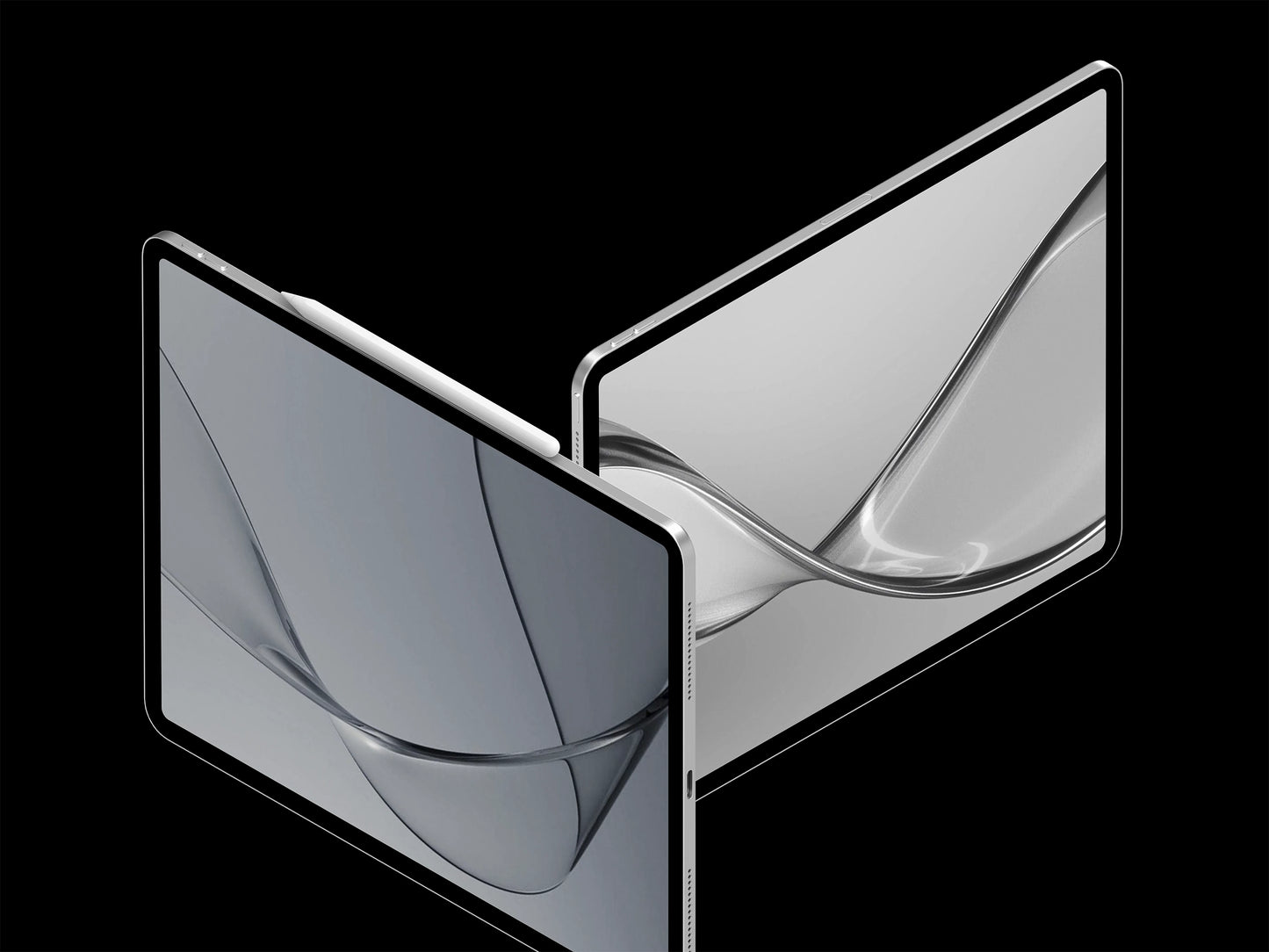 Handheld tablet PSD mockup with clean glass style screen