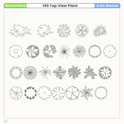 Tree top view CAD blocks for architectural and landscape plans