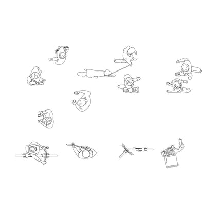 CAD top view of cyclists and street movement figures for landscape plans