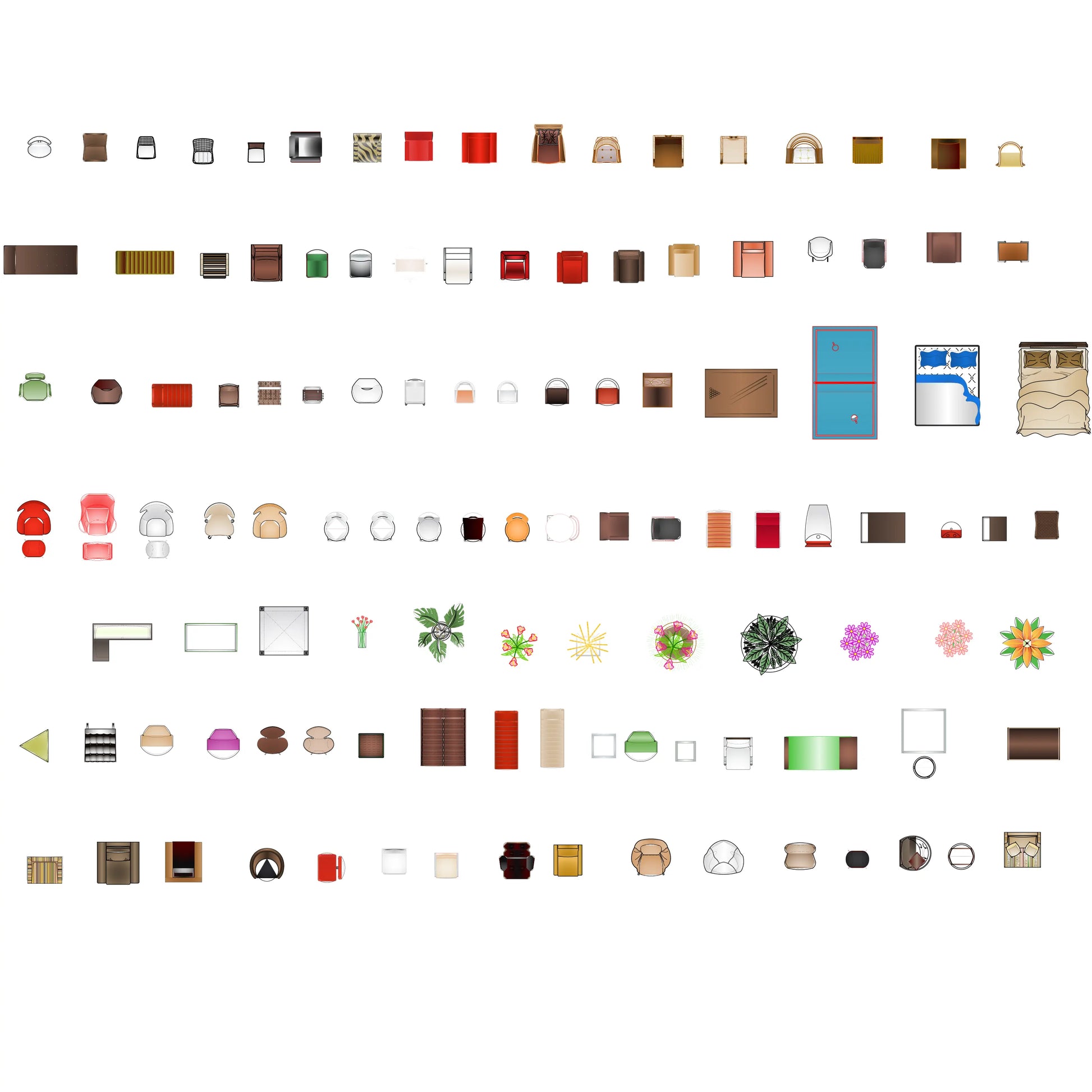 DWG top-view interior furniture objects with clean linework for design, drafting, and planning projects