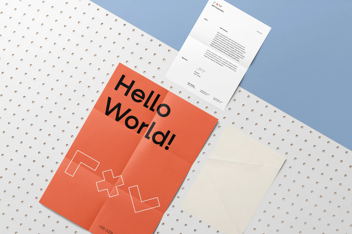 Folded paper branding mockup with realistic paper texture