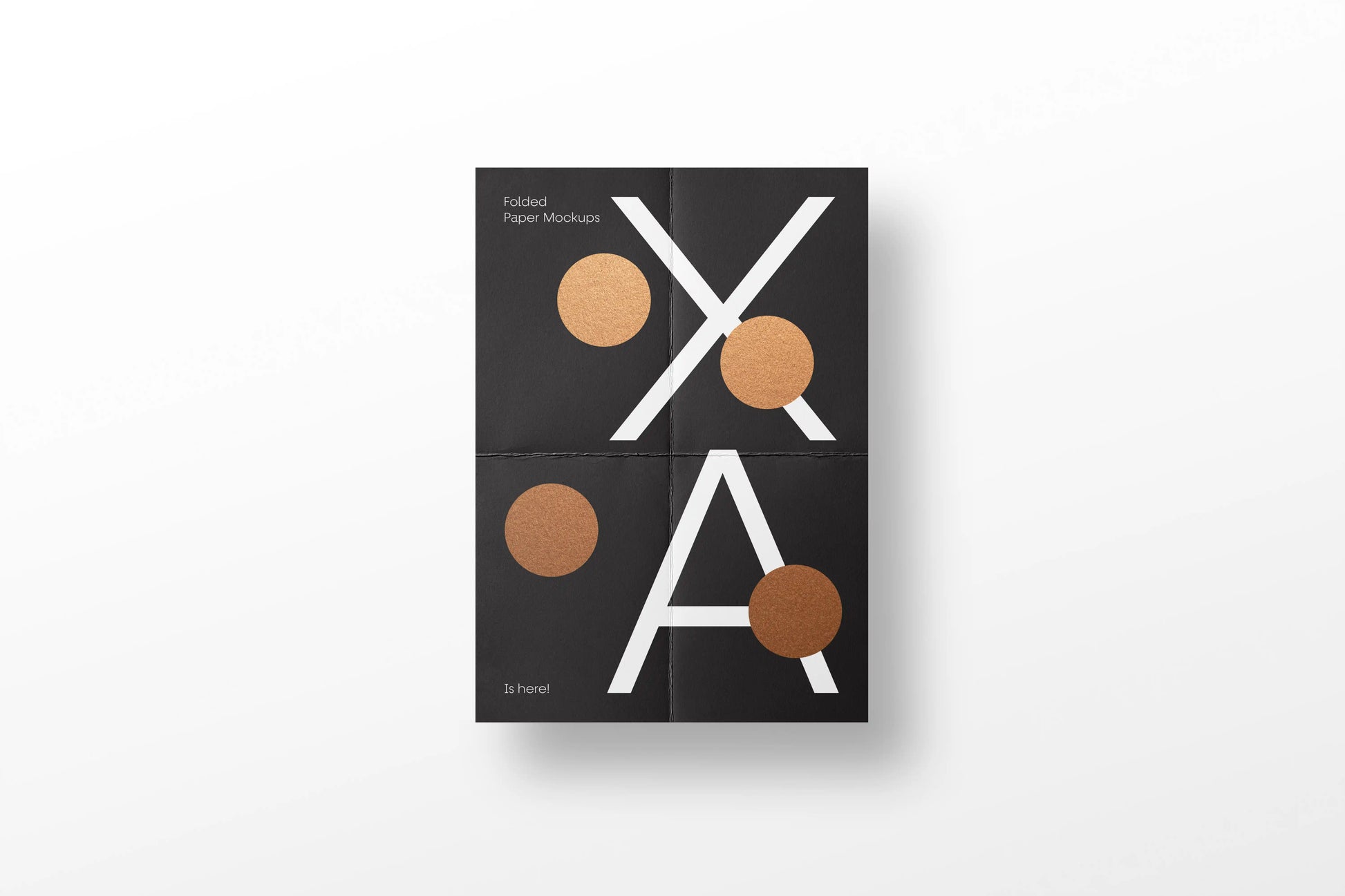 Folded paper mockup showcasing editorial layout and typography