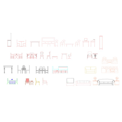 Complete CAD pack with elevation and top-view furniture blocks for interior drawings, architectural layouts, and design workflows